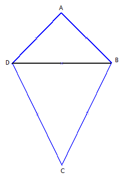 הוכחת משפט בגיאומטריה: האלכסון המשני בדלתון יוצר שני משולשים שווי שוקיים שבסיסם המשותף הוא האלכסון המשני